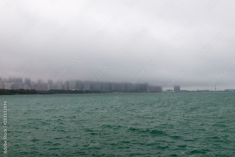 Skyline of Chicago in the fog