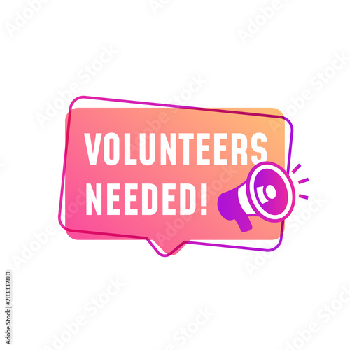 Volunteers needed modern style poster background design with megaphone loudspeaker vector icon illustration