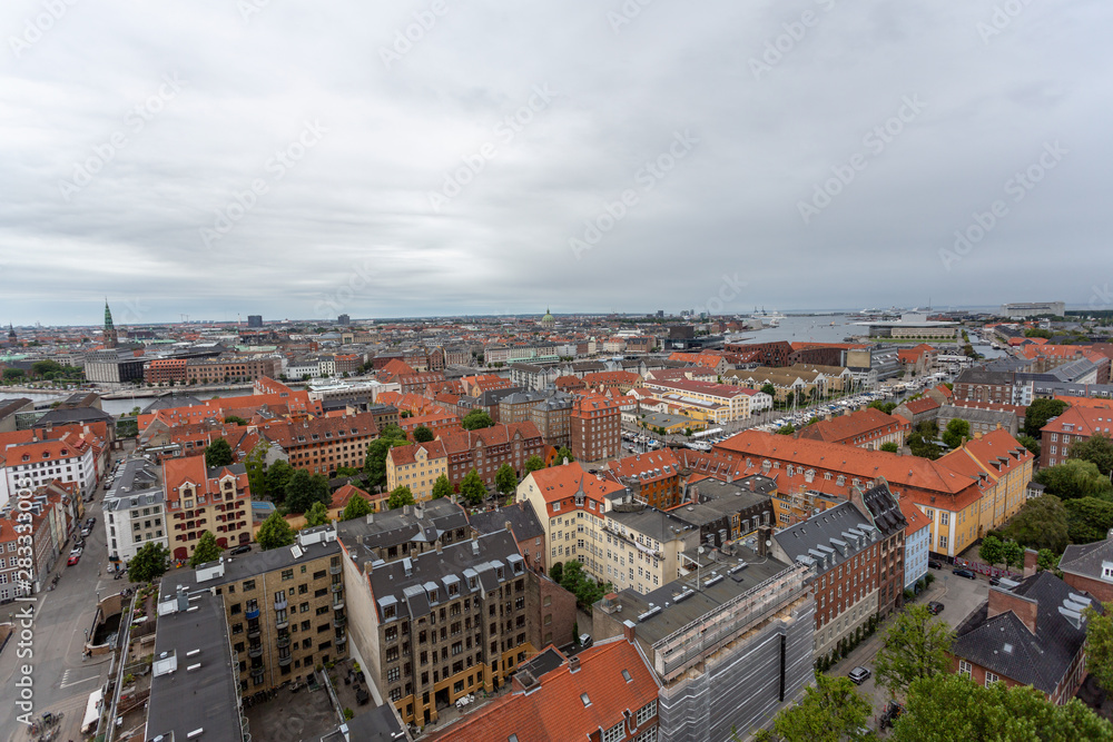 Panoramic view from a plane over Copenhagen