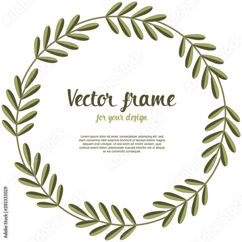 Cute floral frame wreath illustration. Folk and boho summer style banner