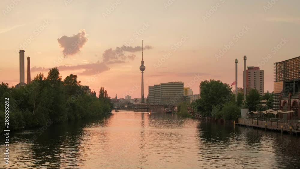 Berlin skyline with river Spree and TV tower at sunset Berlin skyline with river Spree and TV tower at sunset