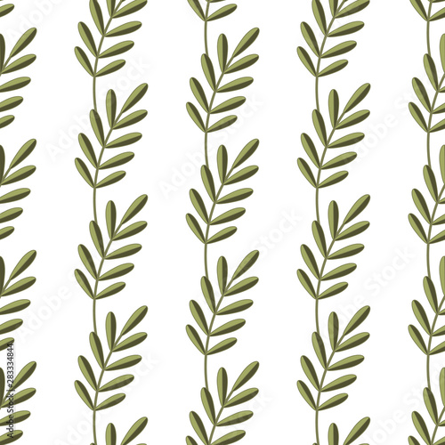 Cute floral seamless pattern. Green branches ornament illustration for print