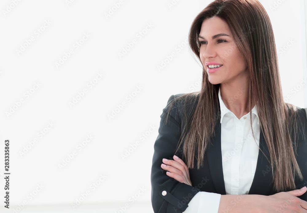 Close up portrait of young woman in business suit Close up portrait of young woman in business suit