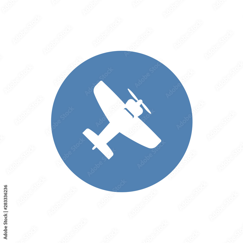 Small plane vector illustration. Single engine propelled aircraft.