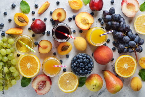 Assortment of natural fruit juices