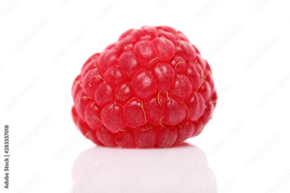 ripe raspberry on white background