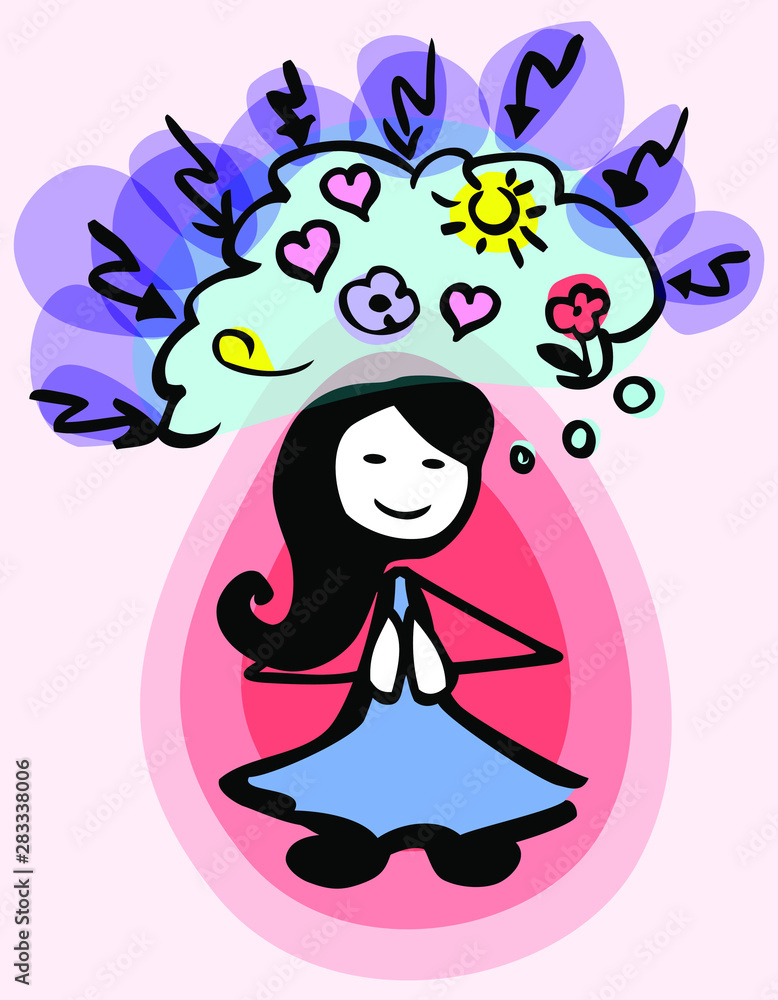 Asian female stick person meditating with an aura_thinking positive_colored by jziprian Asian female stick person meditating with an aura_thinking positive_colored by jziprian