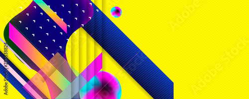 Geometric yellow and blue abstract background dark banner