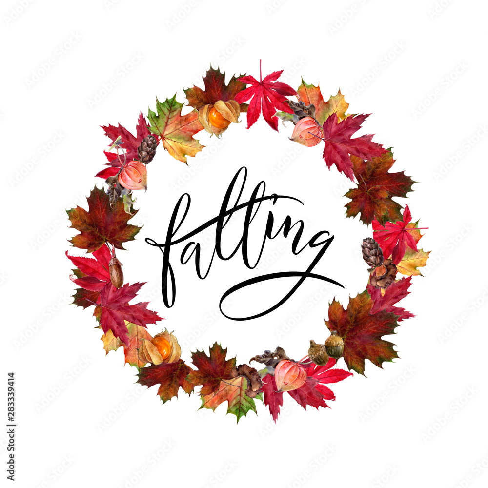 Watercolor hand drawn autumn leaves design template card. Watercolor hand drawn autumn leaves design template card.