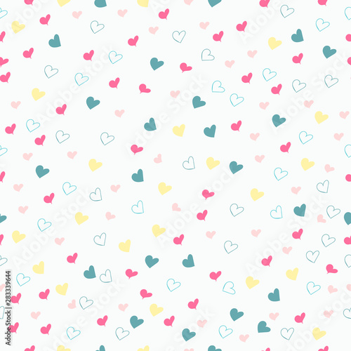 Rustic simple vector seamless pattern with hearts