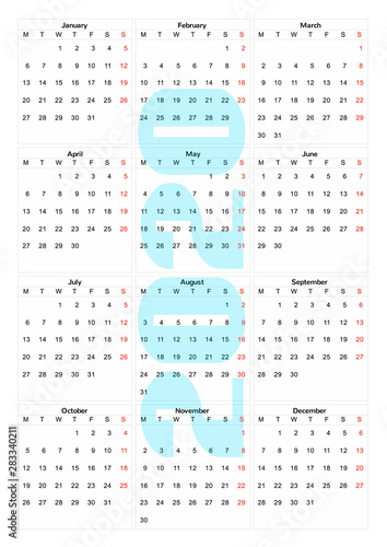Ð¡alendar 2020 for print shops on the back of pocket calendars. photo