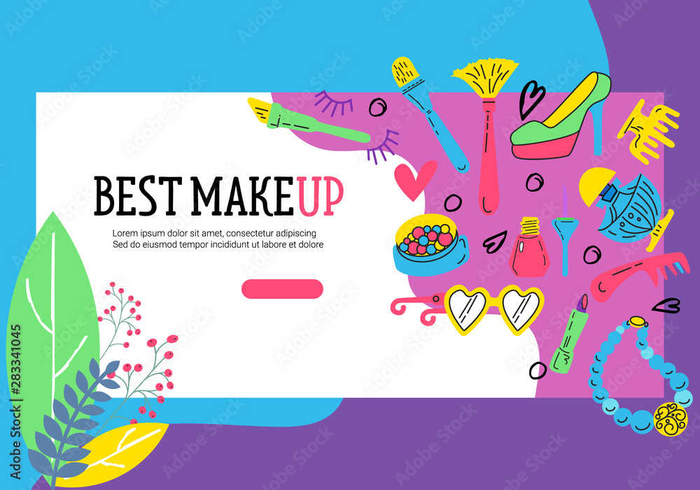 Set of cards with Doodle makeup elements