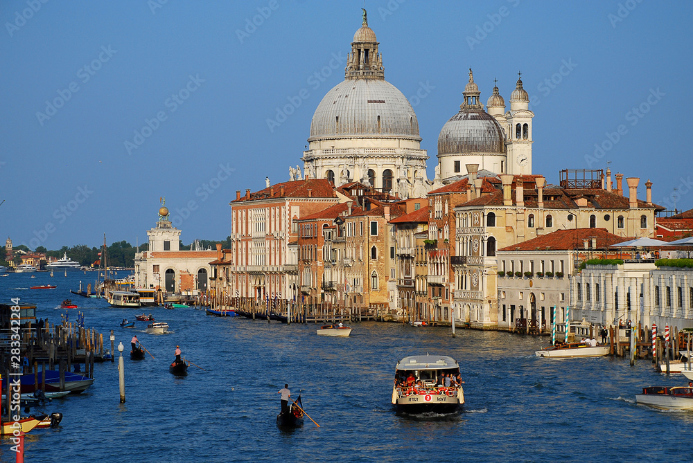 View of Grand Canal in Venice, Italy, from the Accademia Bridge (Ponte dell'Accademia)