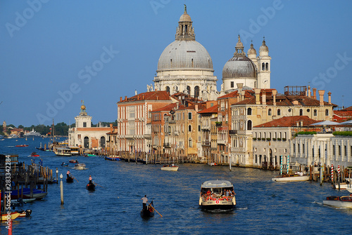 View of Grand Canal in Venice, Italy, from the Accademia Bridge (Ponte dell'Accademia)