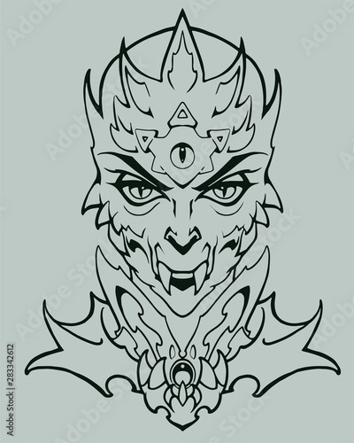 Fantasy portrait illustration of a weird and sinister reptilian creature from new world order conspiracy theory