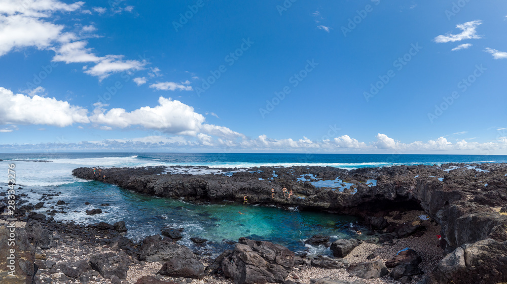 Beautiful natural pool on Reunion island coastline