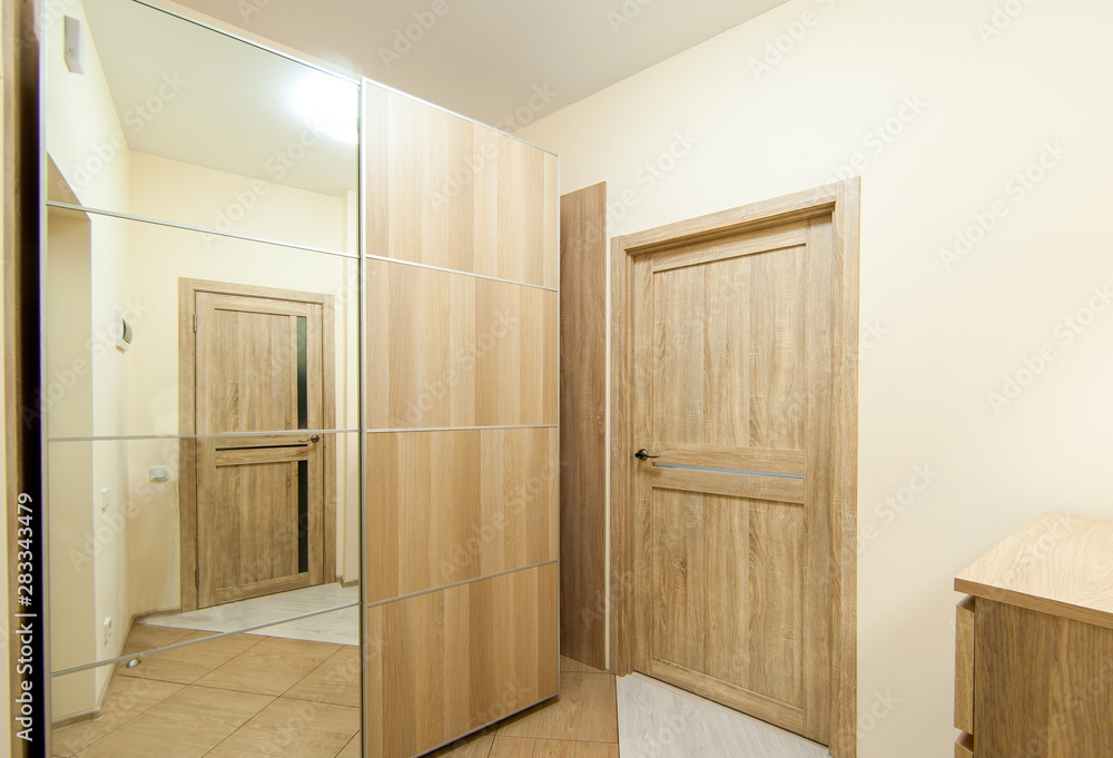 Russia, Moscow- June 13, 2018: interior room apartment. standard repair decoration in hostel Russia, Moscow- June 13, 2018: interior room apartment. standard repair decoration in hostel