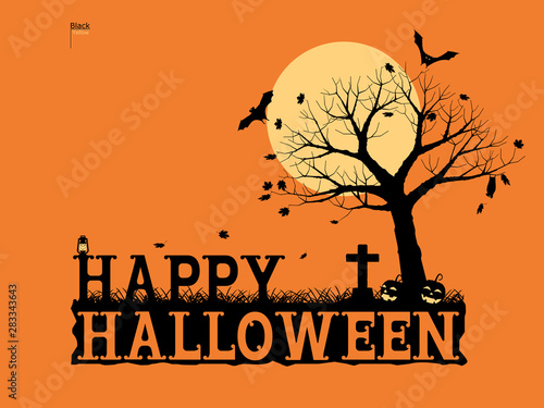 Halloween logo.there are 2 unique layer black and yellow on orange background. Easy to change color