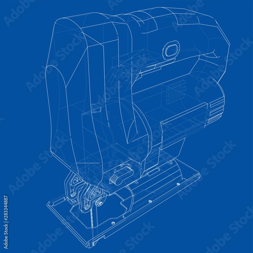 Outline Jig saw. Vector