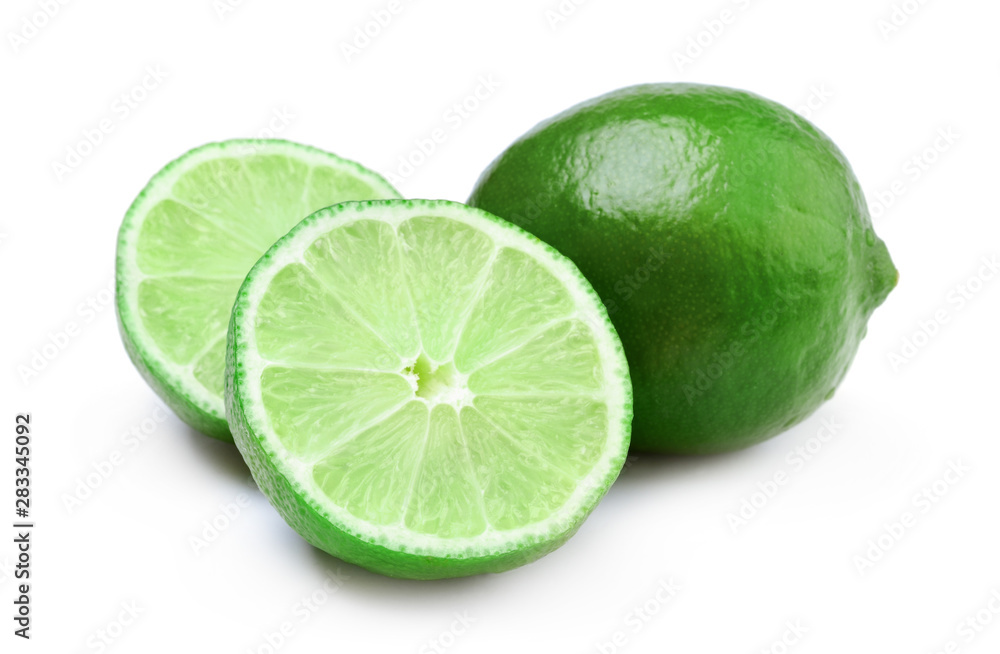 Fresh ripe lime isolated on a white