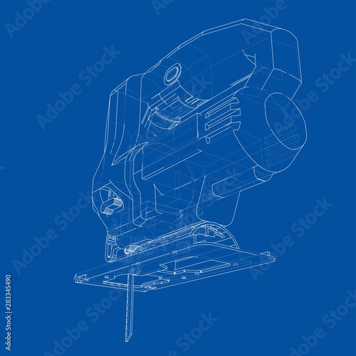 Outline Jig saw. Vector