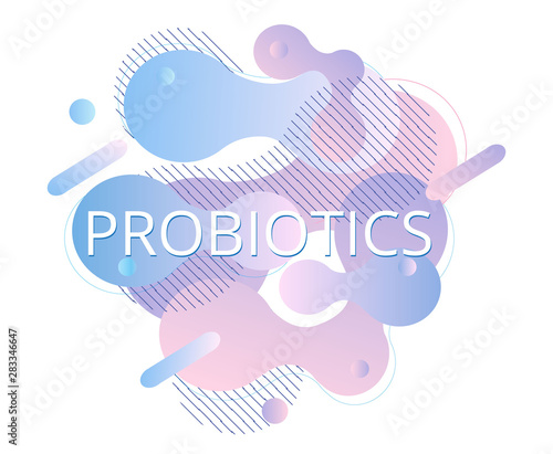 Probiotics bacteria fluid banner vector. Prebiotic, lactobacillus logo, icon, background design