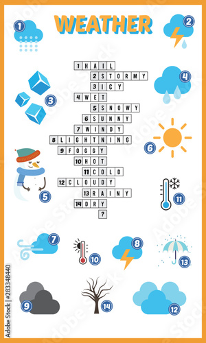 Vector Illustration of puzzle crossword in Classroom language