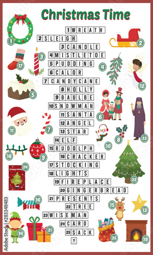 Vector Illustration of puzzle crossword in Christmas time