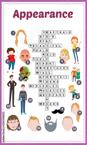 Vector Illustration of puzzle crossword in Appearance human