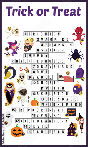 Vector Illustration of puzzle crossword in Trick or treat