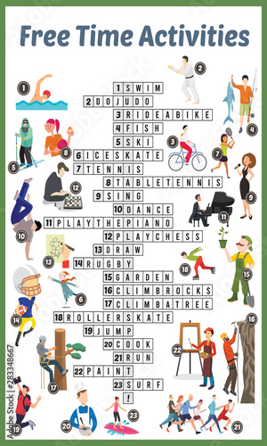 Vector Illustration of puzzle crossword in Free time