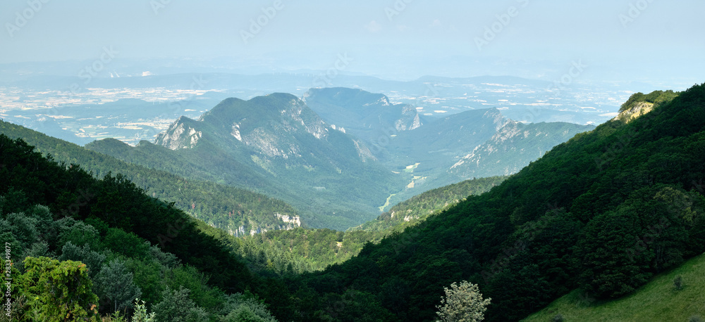 The bowl-shaped forest of Saou viewed from Les Trois Becs is one of Europe's best examples of a perched syncline formation