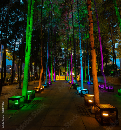 Photography Pocket Park at night Laman Standard Chartered Kuala Lupmur, Malaysia