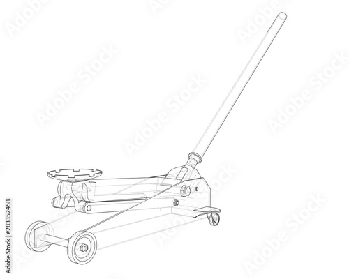 Outline Floor Car Jack. Vector