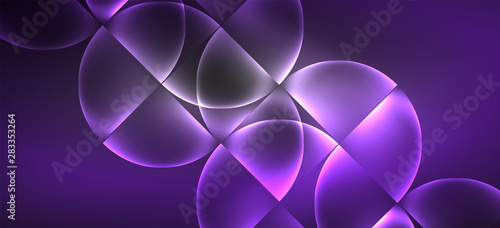 Neon glowing techno lines, hi-tech futuristic abstract background. Template with abstract shapes in dark space
