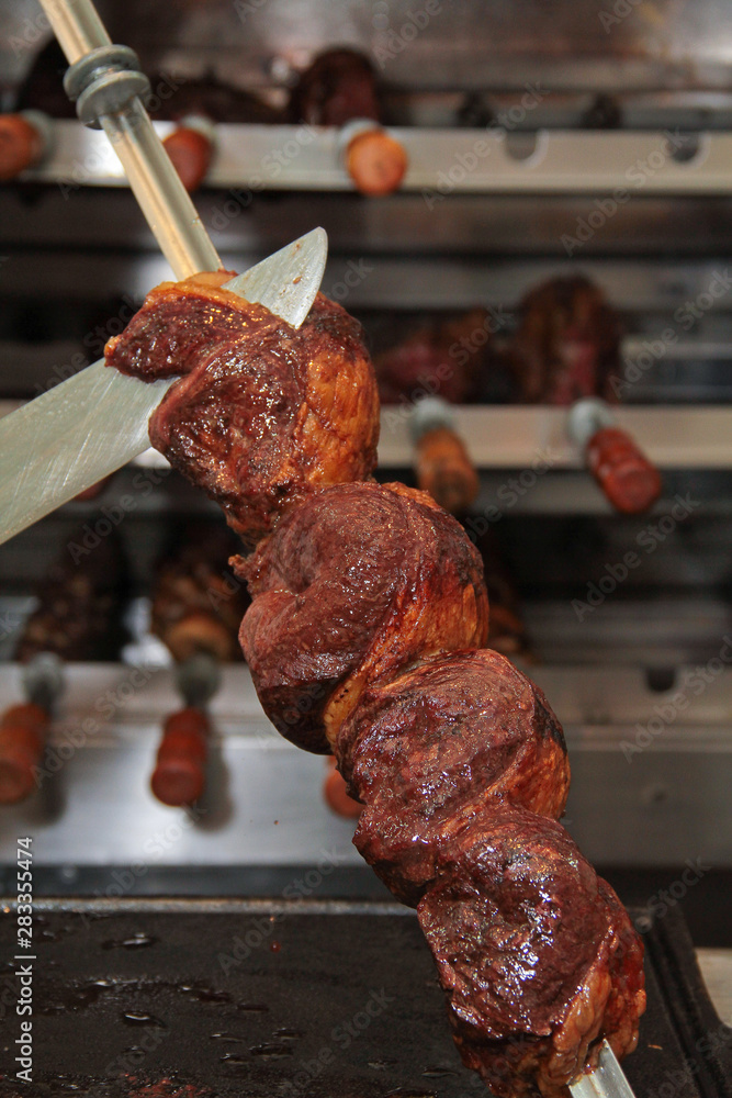 Churrasco no espeto carne picanha Stock Photo