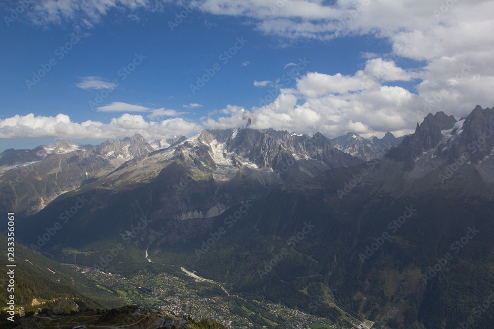 View on valley mountain range in alps View on valley mountain range in alps
