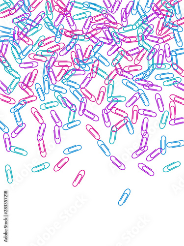 Stationary paperclips isolated on white background