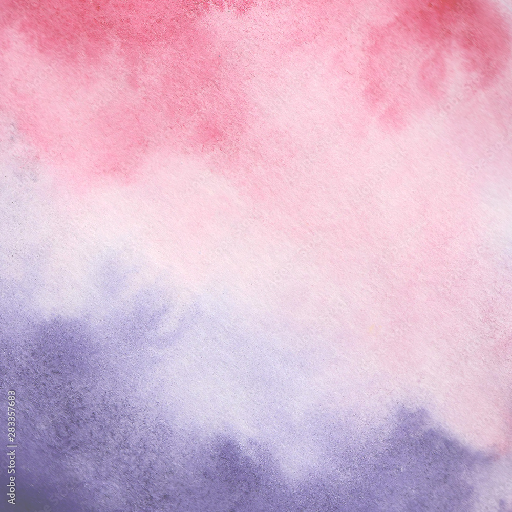  Watercolor background blue, purple, pink, purple. Clouds at sunset. Ideal for cards and invitations.