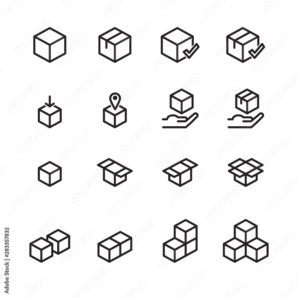 shopping box online icon line vector shopping box online icon line vector