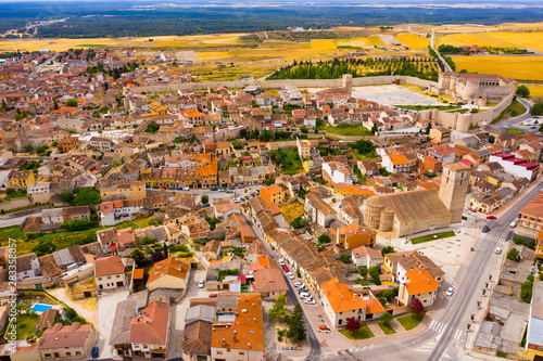 Aerial view of  Segovia Province, with Cuellar Castle and buildings photo