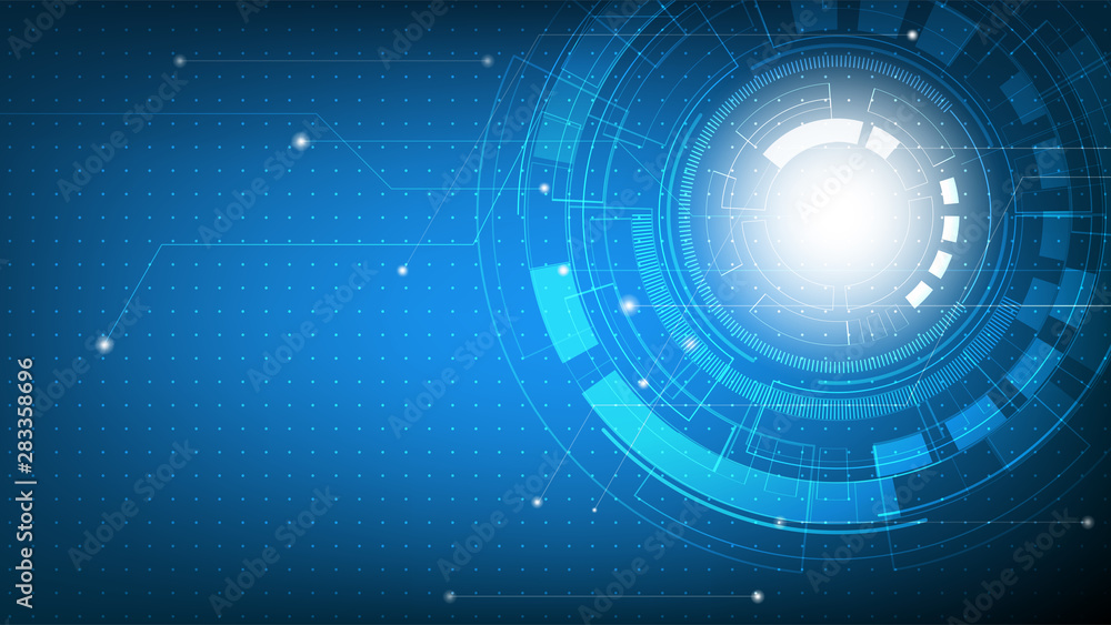 Technology abstract futuristic on blue gradient with circuit board, Hi-tech digital technology and engineering, digital telecom concept Technology abstract futuristic on blue gradient with circuit board, Hi-tech digital technology and engineering, digital telecom concept