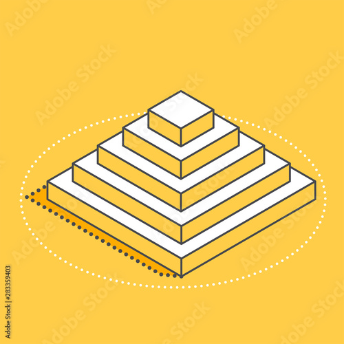 isometric vector image on a yellow background, step pyramid icon, business success