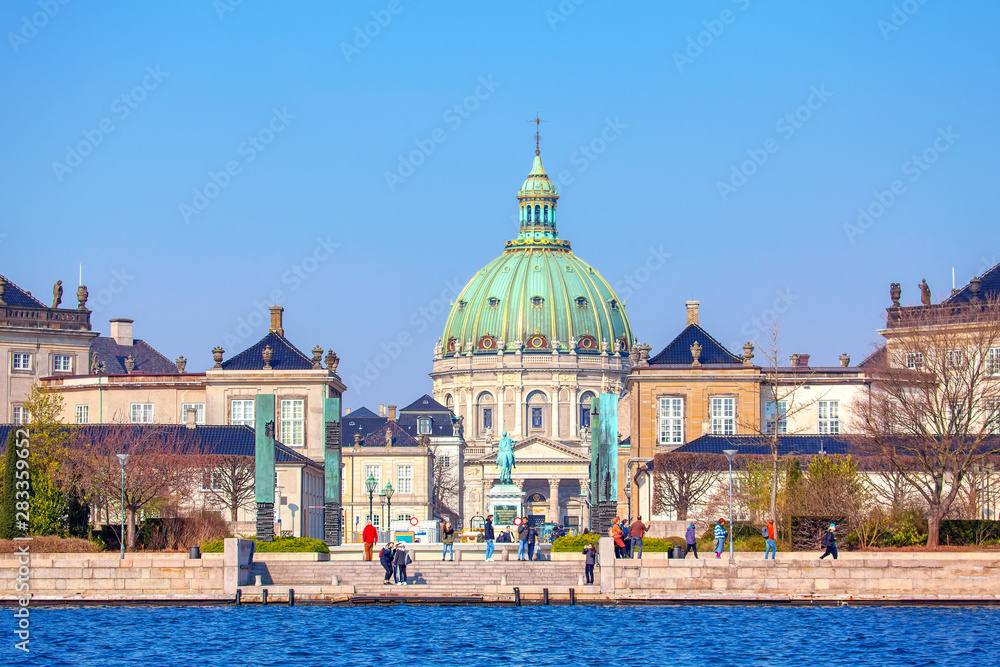 View Amalienborg and Frederiks Church in Copenhagen