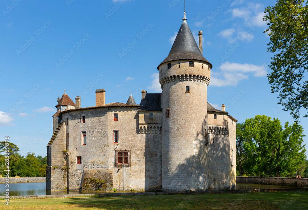 View of medieval castle Chateau de la Brede in Gironde. France