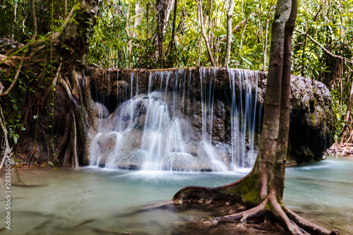 Fototapeta Naklejka Na Ścianę i Meble -  Beautiful Erawan Waterfall, Erawan National Park 