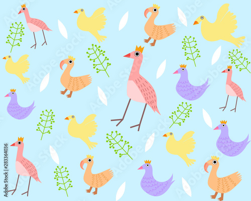 There are birds, chickens and ducks.seamless pattern with poultry.National bird day is one of several designated holidays celebrating birds.