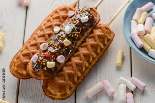 Sweet cornmeal sticks and marshmallow photo