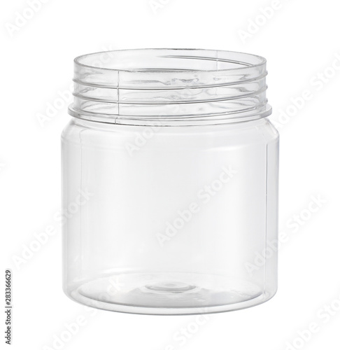 Plastic jar kitchen utensil (with clipping path) isolated on white background