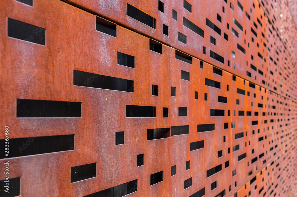 Walling panel made of weathering steel sheets (corten steel) Stock